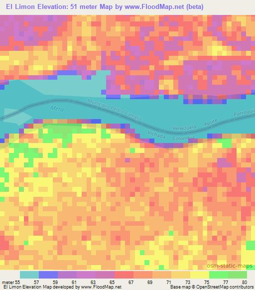 El Limon,Colombia Elevation Map