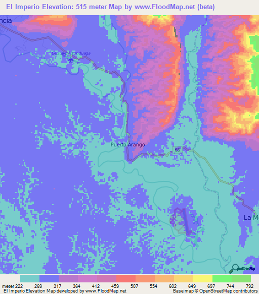 El Imperio,Colombia Elevation Map