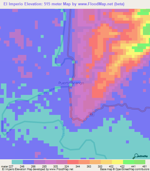 El Imperio,Colombia Elevation Map