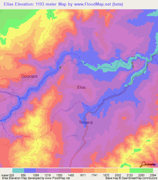 Elias,Colombia Elevation Map