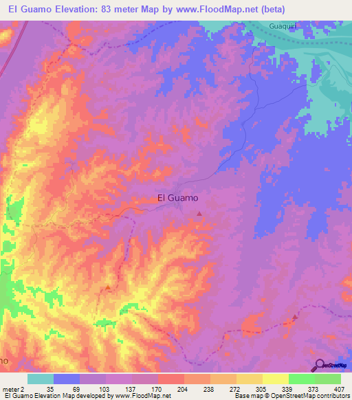 El Guamo,Colombia Elevation Map