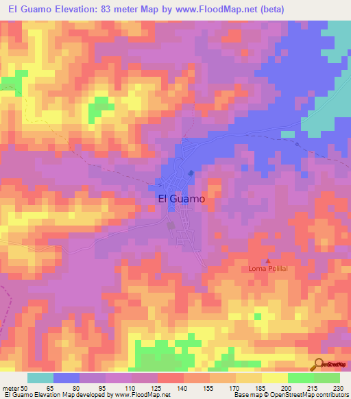 El Guamo,Colombia Elevation Map