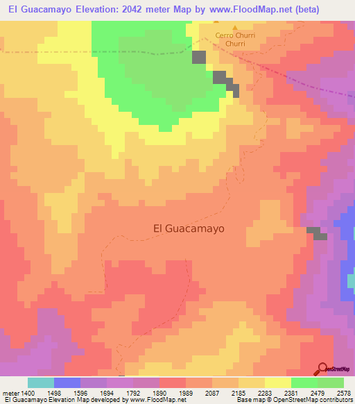 El Guacamayo,Colombia Elevation Map