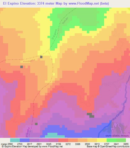 El Espino,Colombia Elevation Map