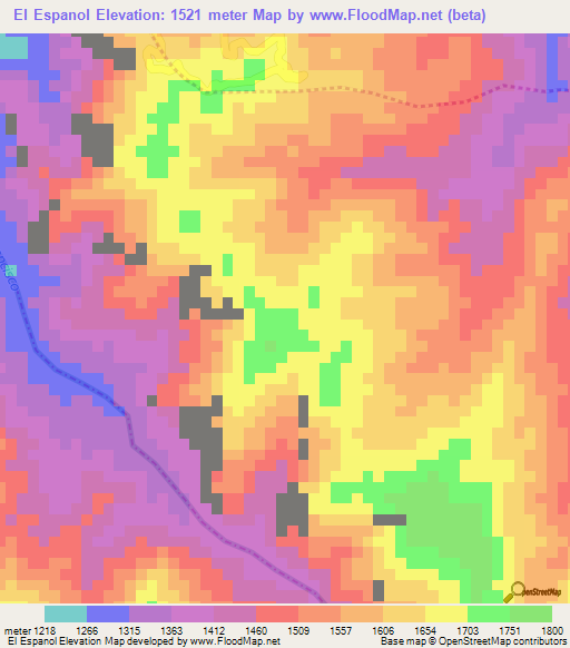 El Espanol,Colombia Elevation Map