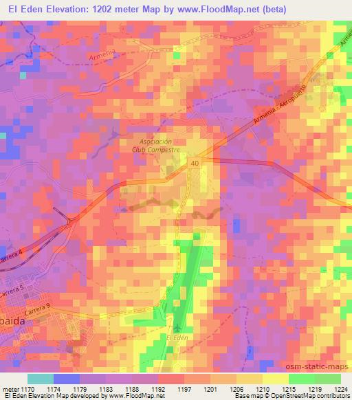 El Eden,Colombia Elevation Map