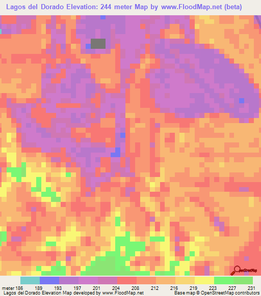 Lagos del Dorado,Colombia Elevation Map