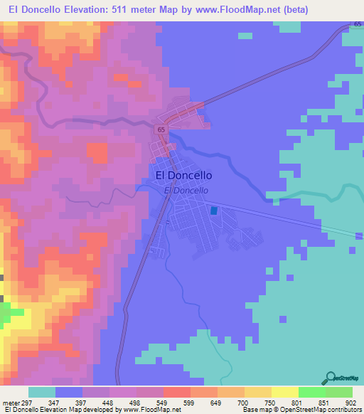 El Doncello,Colombia Elevation Map