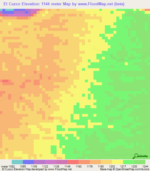 El Cuzco,Colombia Elevation Map