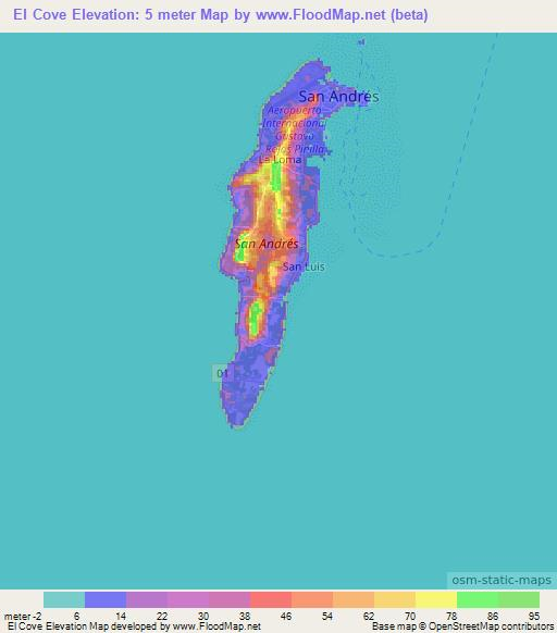 El Cove,Colombia Elevation Map