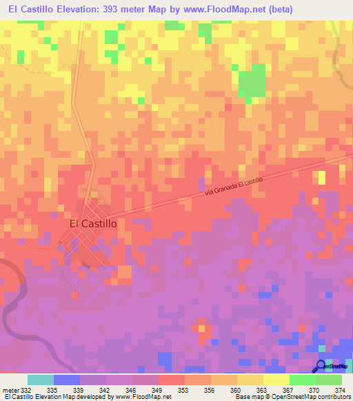 El Castillo,Colombia Elevation Map