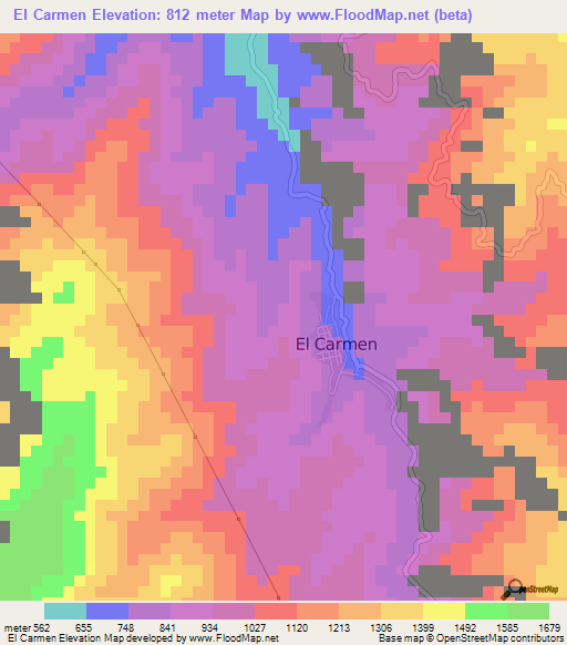 El Carmen,Colombia Elevation Map