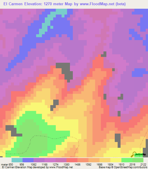 El Carmen,Colombia Elevation Map