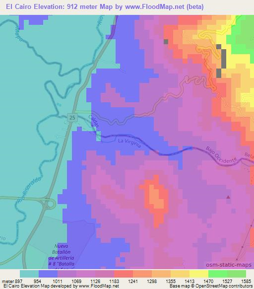 El Cairo,Colombia Elevation Map