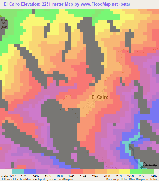 El Cairo,Colombia Elevation Map