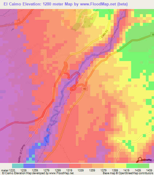 El Caimo,Colombia Elevation Map