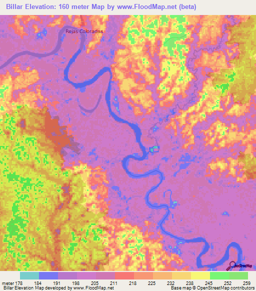 Billar,Colombia Elevation Map