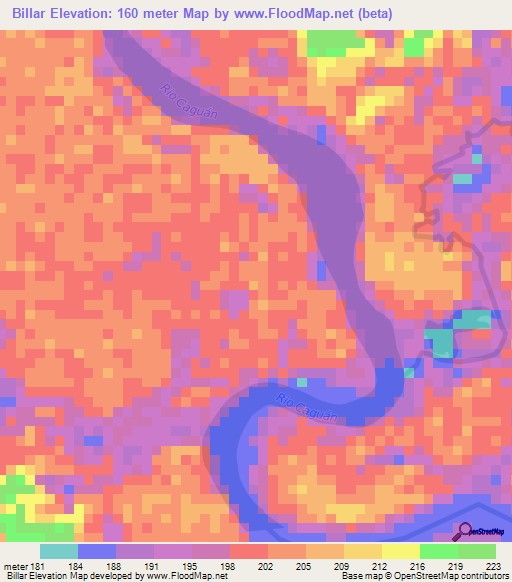 Billar,Colombia Elevation Map