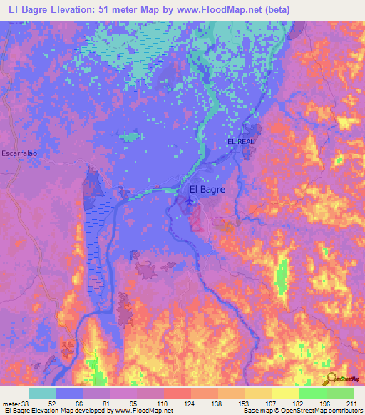 El Bagre,Colombia Elevation Map