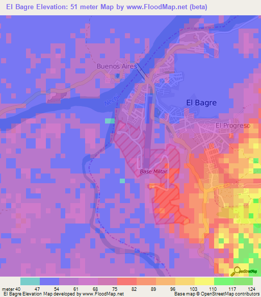 El Bagre,Colombia Elevation Map