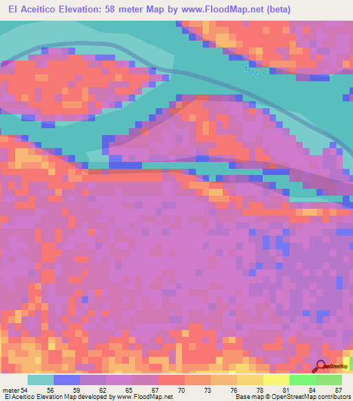 El Aceitico,Colombia Elevation Map