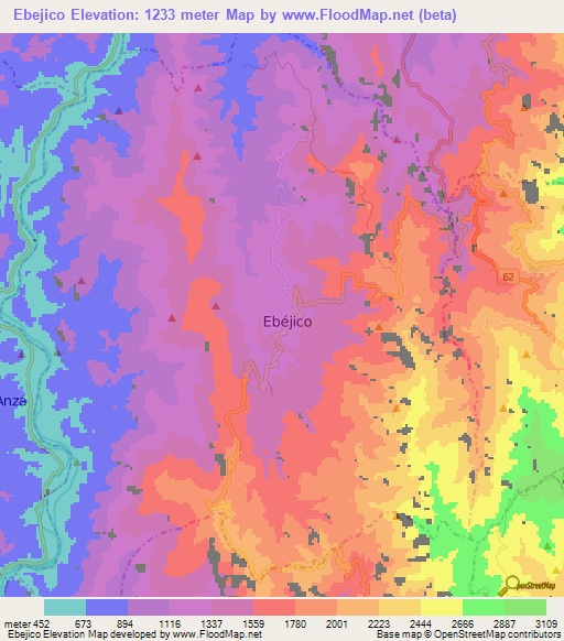 Ebejico,Colombia Elevation Map