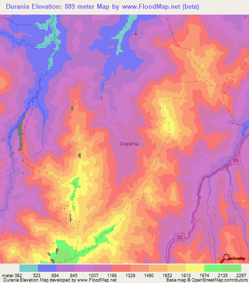 Durania,Colombia Elevation Map