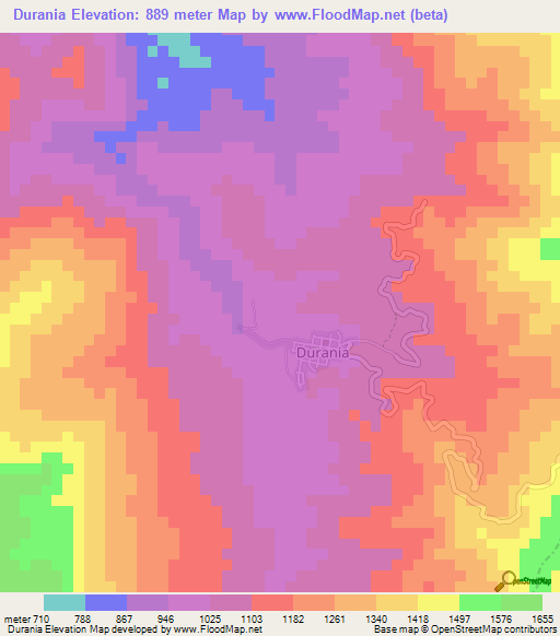 Durania,Colombia Elevation Map