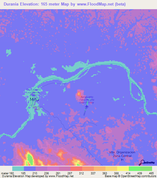 Durania,Colombia Elevation Map