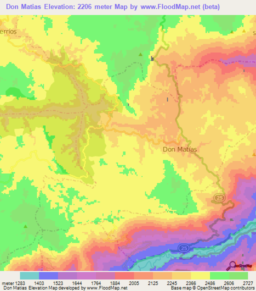 Don Matias,Colombia Elevation Map