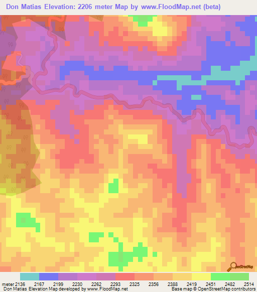 Don Matias,Colombia Elevation Map