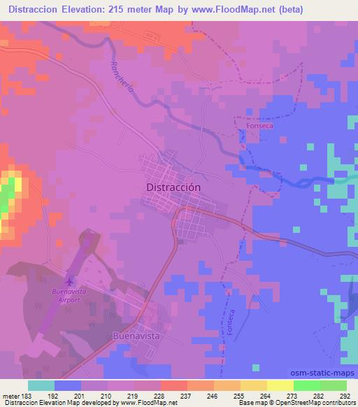 Distraccion,Colombia Elevation Map