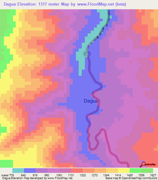 Dagua,Colombia Elevation Map