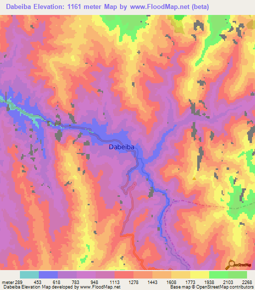 Dabeiba,Colombia Elevation Map