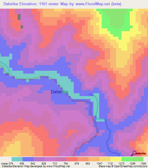 Dabeiba,Colombia Elevation Map