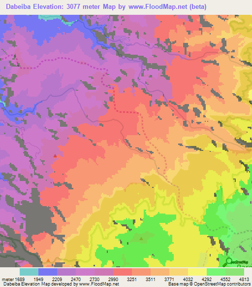 Dabeiba,Colombia Elevation Map