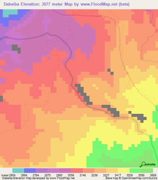 Dabeiba,Colombia Elevation Map