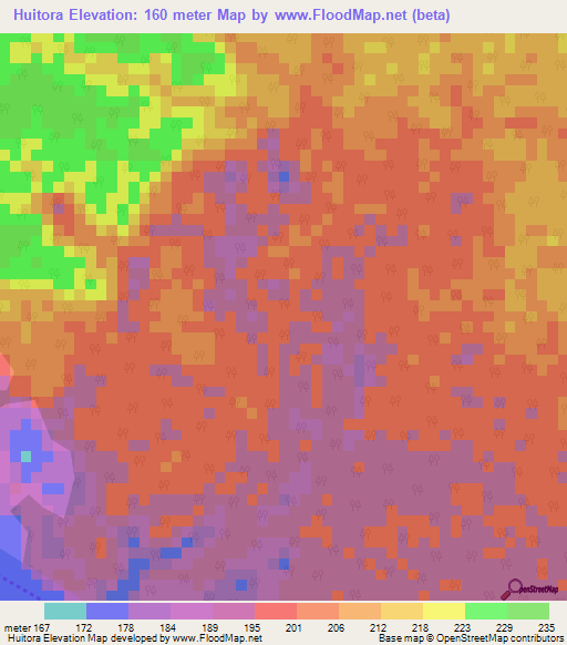 Huitora,Colombia Elevation Map