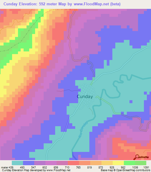 Cunday,Colombia Elevation Map