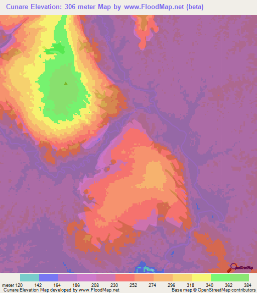 Cunare,Colombia Elevation Map