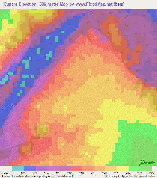 Cunare,Colombia Elevation Map