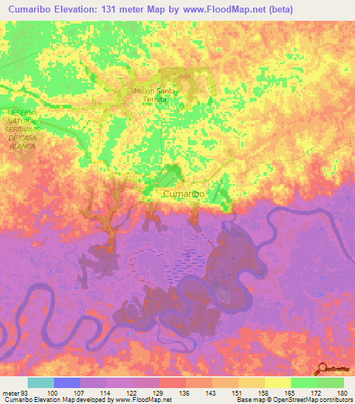 Cumaribo,Colombia Elevation Map