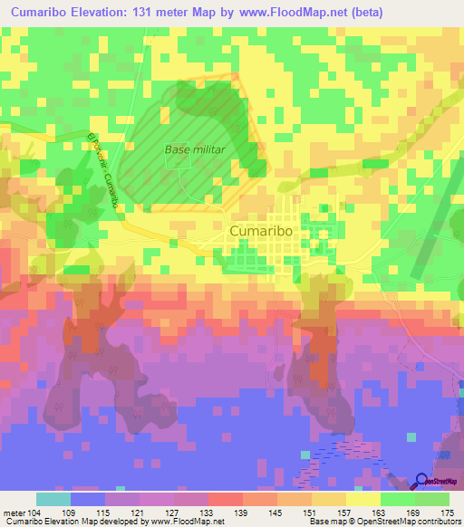 Cumaribo,Colombia Elevation Map