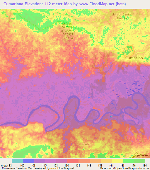 Cumariana,Colombia Elevation Map