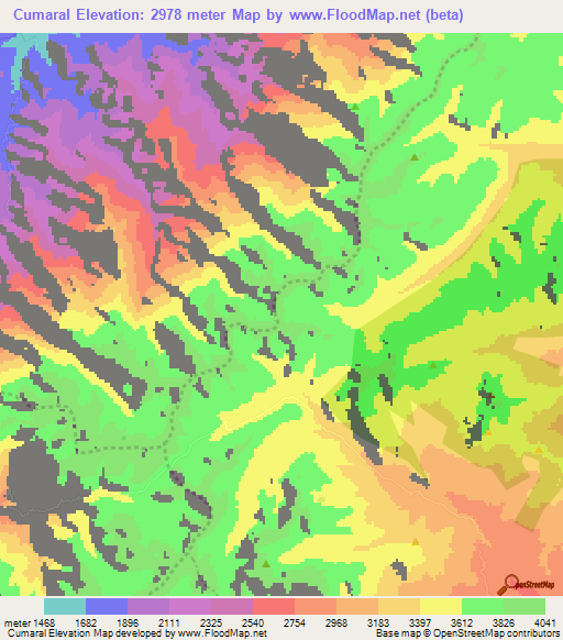 Cumaral,Colombia Elevation Map