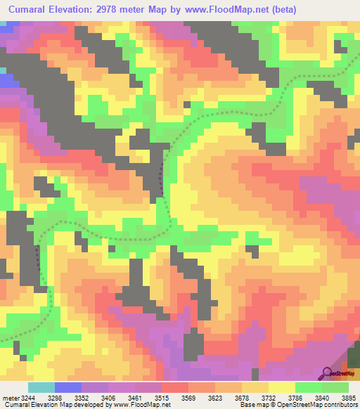 Cumaral,Colombia Elevation Map