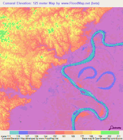 Cumaral,Colombia Elevation Map