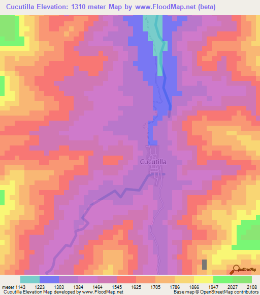 Cucutilla,Colombia Elevation Map