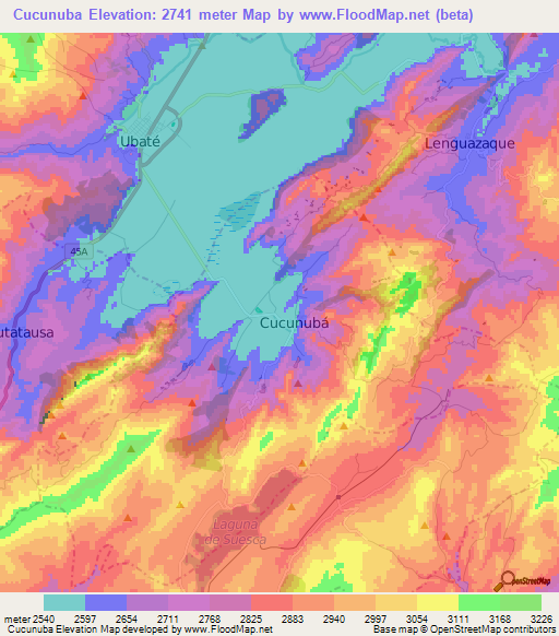 Cucunuba,Colombia Elevation Map