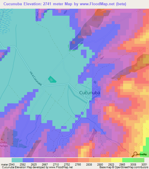 Cucunuba,Colombia Elevation Map